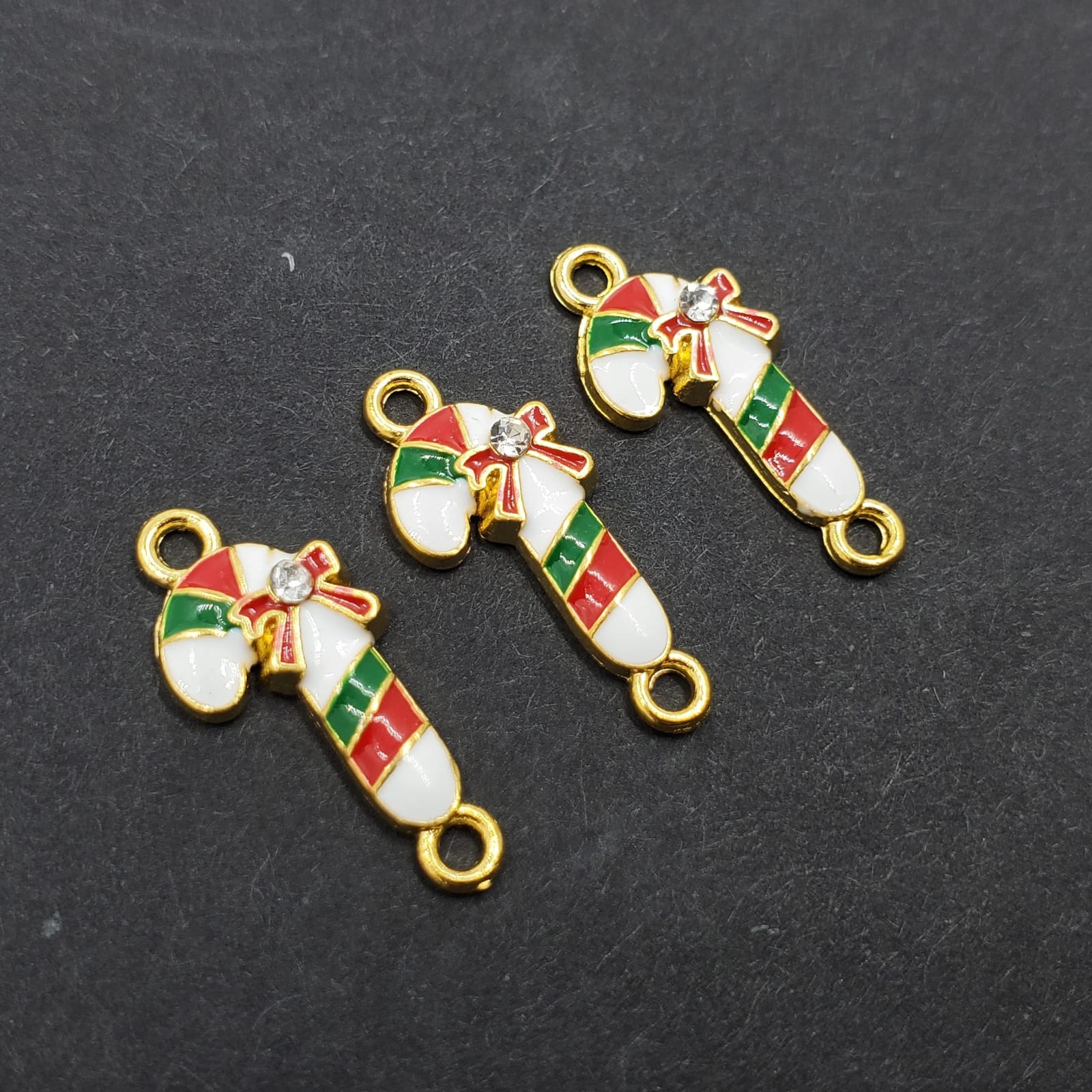 Conector Bastón Navideño 1 Esmaltado de Metal Dije - Accesorios Rubi