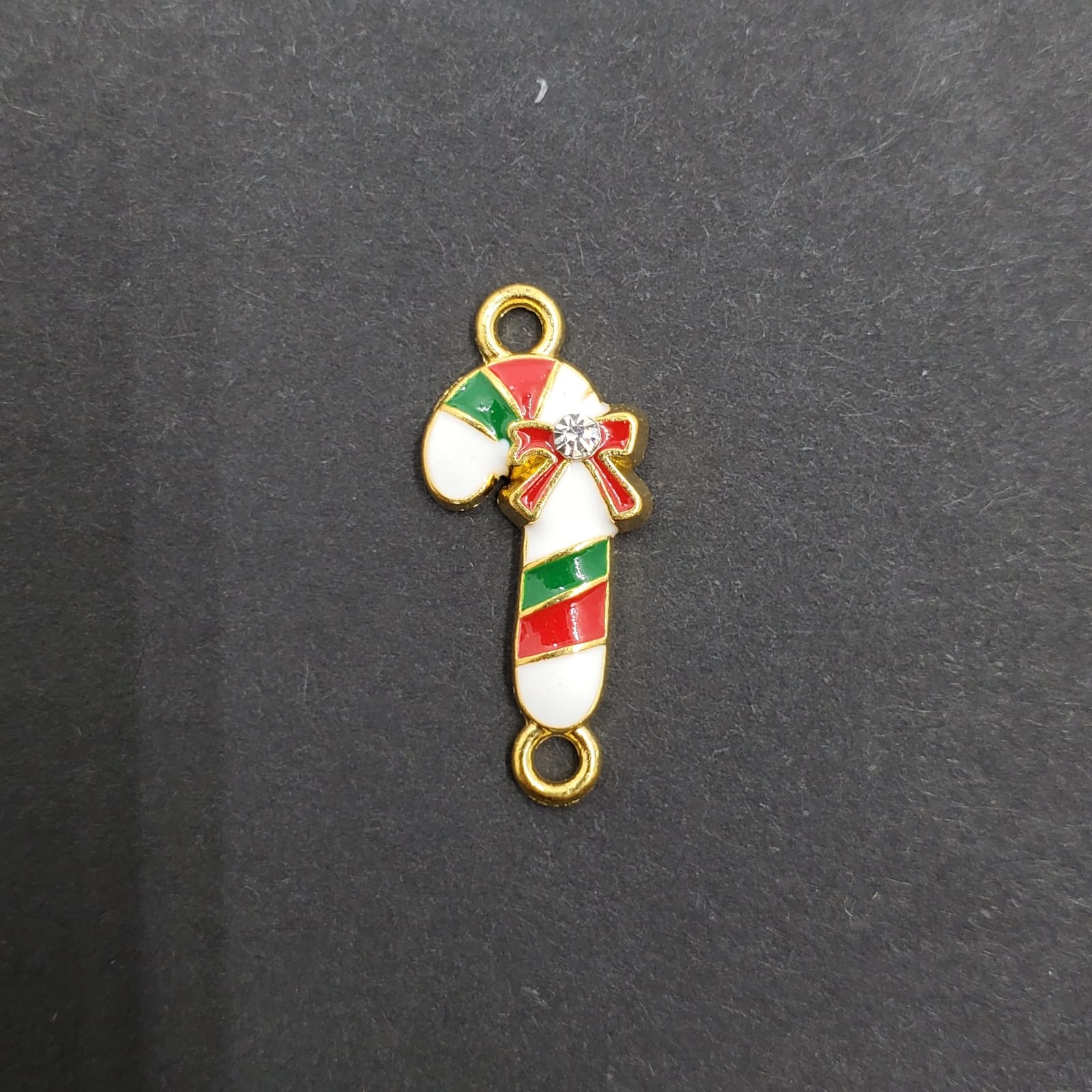 Conector Bastón Navideño 1 Esmaltado de Metal Dije - Accesorios Rubi