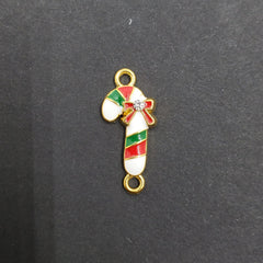 Conector Bastón Navideño 1 Esmaltado de Metal Dije - Accesorios Rubi