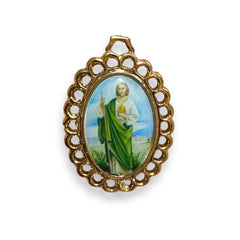 Dije Medalla Oval Religiosa 18K Para Bordar