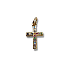 Dije Cruz con Zirconia Micropave Chapa 18K