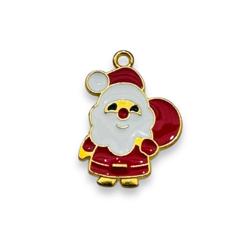 Dije Santa Claus Esmaltado de Metal Un Ojal