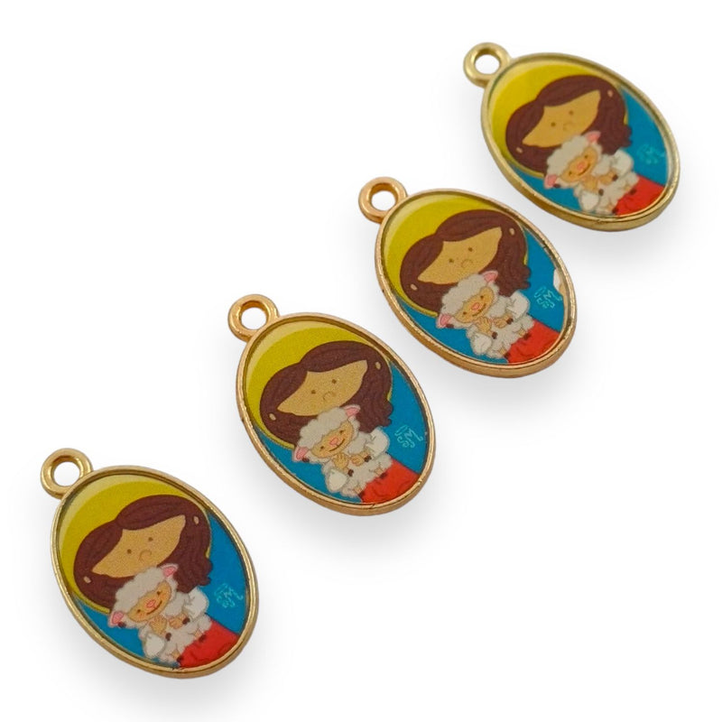 Dije Medalla Religiosa Borreguito Esmaltado Metal