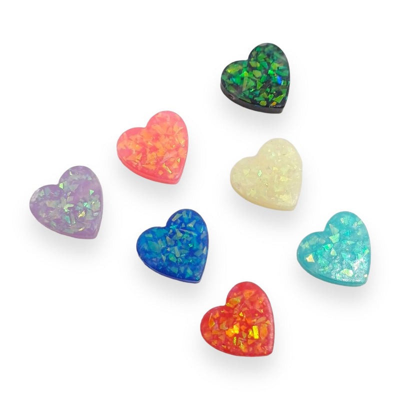 Dije Corazón Con Glitter de Acrílico