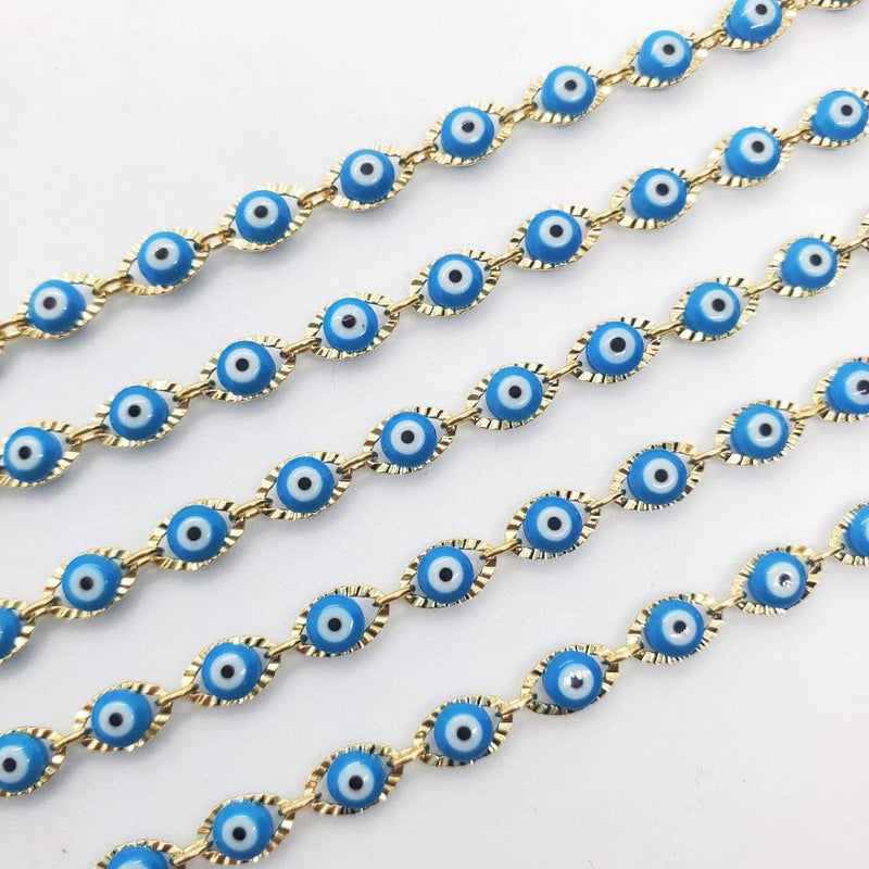 Cadena Ojo Turco Azul Turquesa 24K Dije - Accesorios Rubi