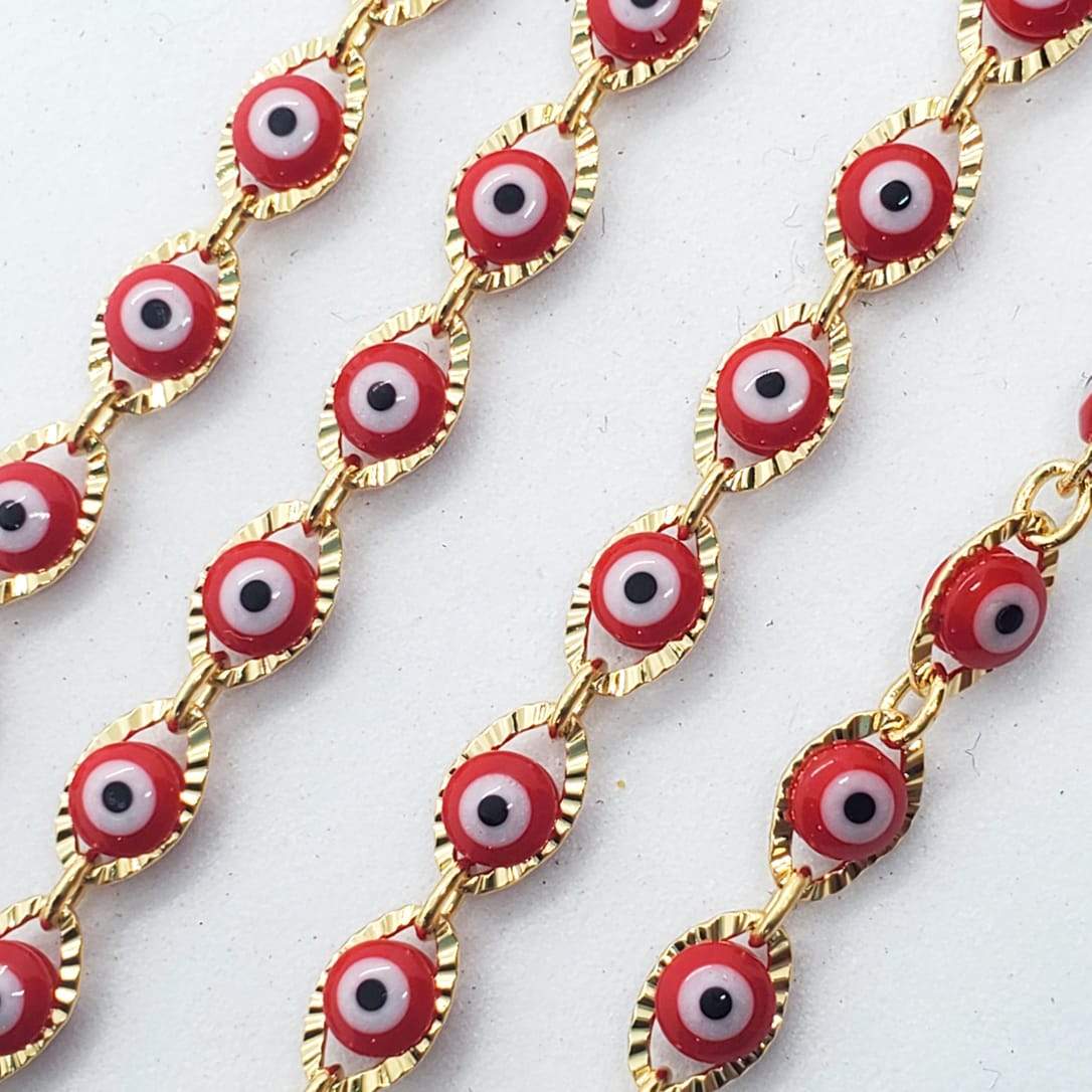 Cadena ojo turco rojo 24k Dije - Accesorios Rubi