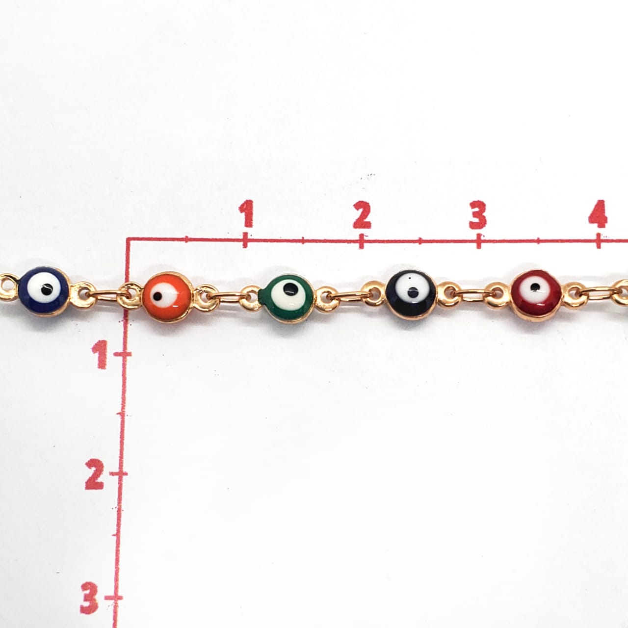 Cadena Ojo Turco Multicolor 18K Dije - Accesorios Rubi