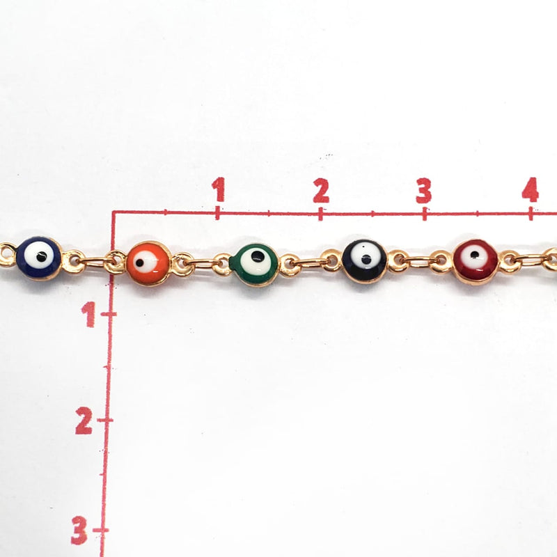 Cadena Ojo Turco Multicolor 18K Dije - Accesorios Rubi