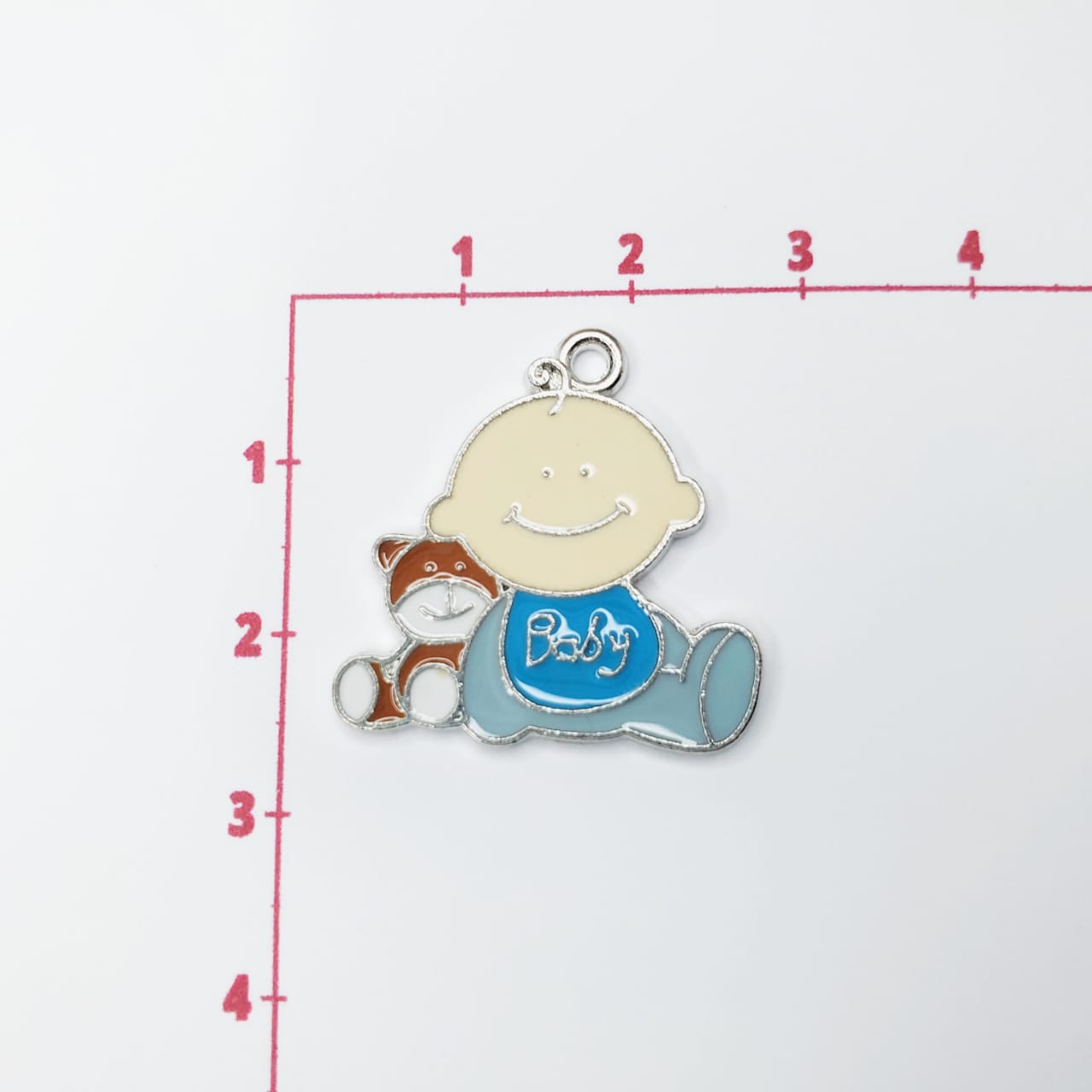 Dije Bebé con Oso Esmaltado Metal Dije - Accesorios Rubi