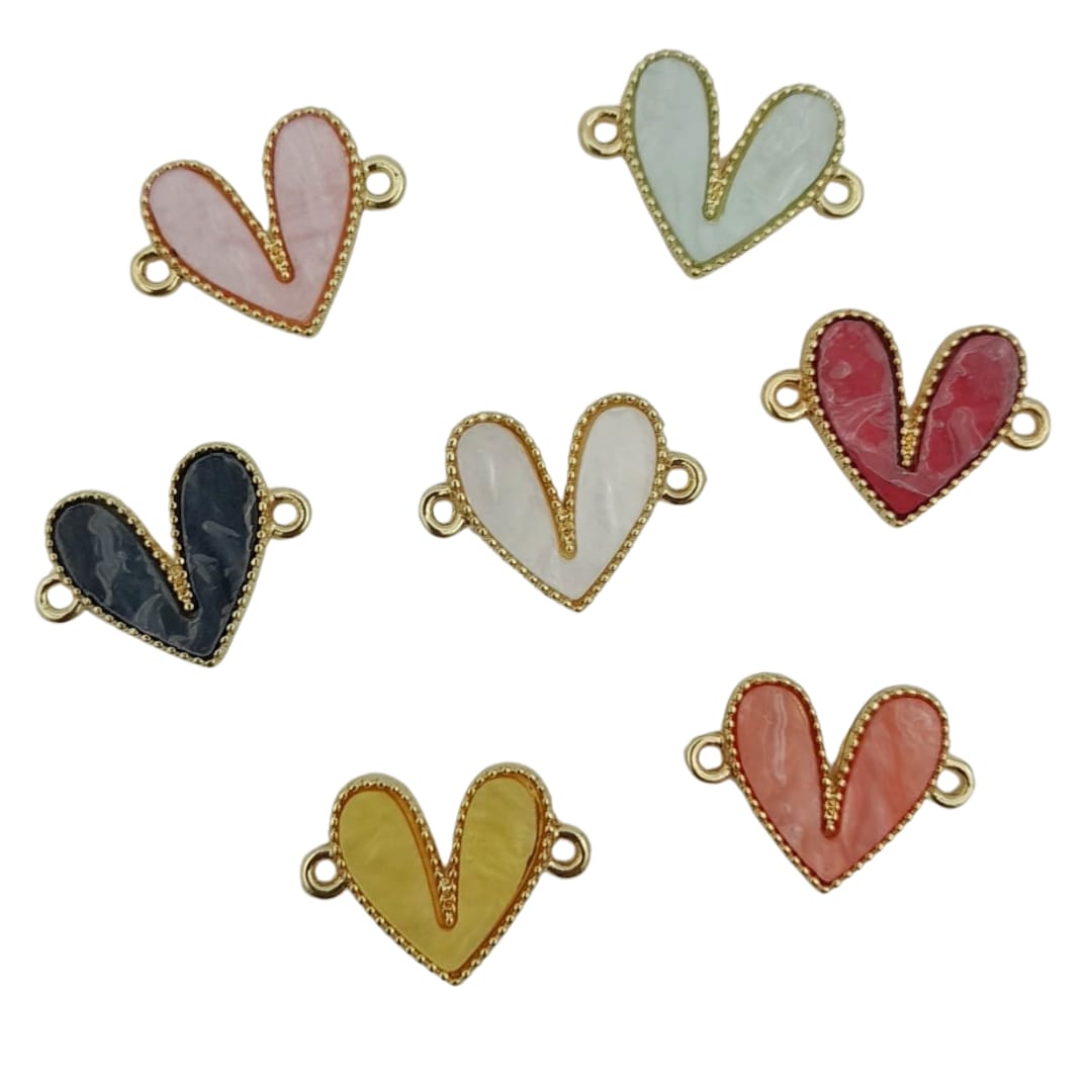 Dije Corazón Doble Ojal Esmaltado acrilicos - Accesorios Rubi