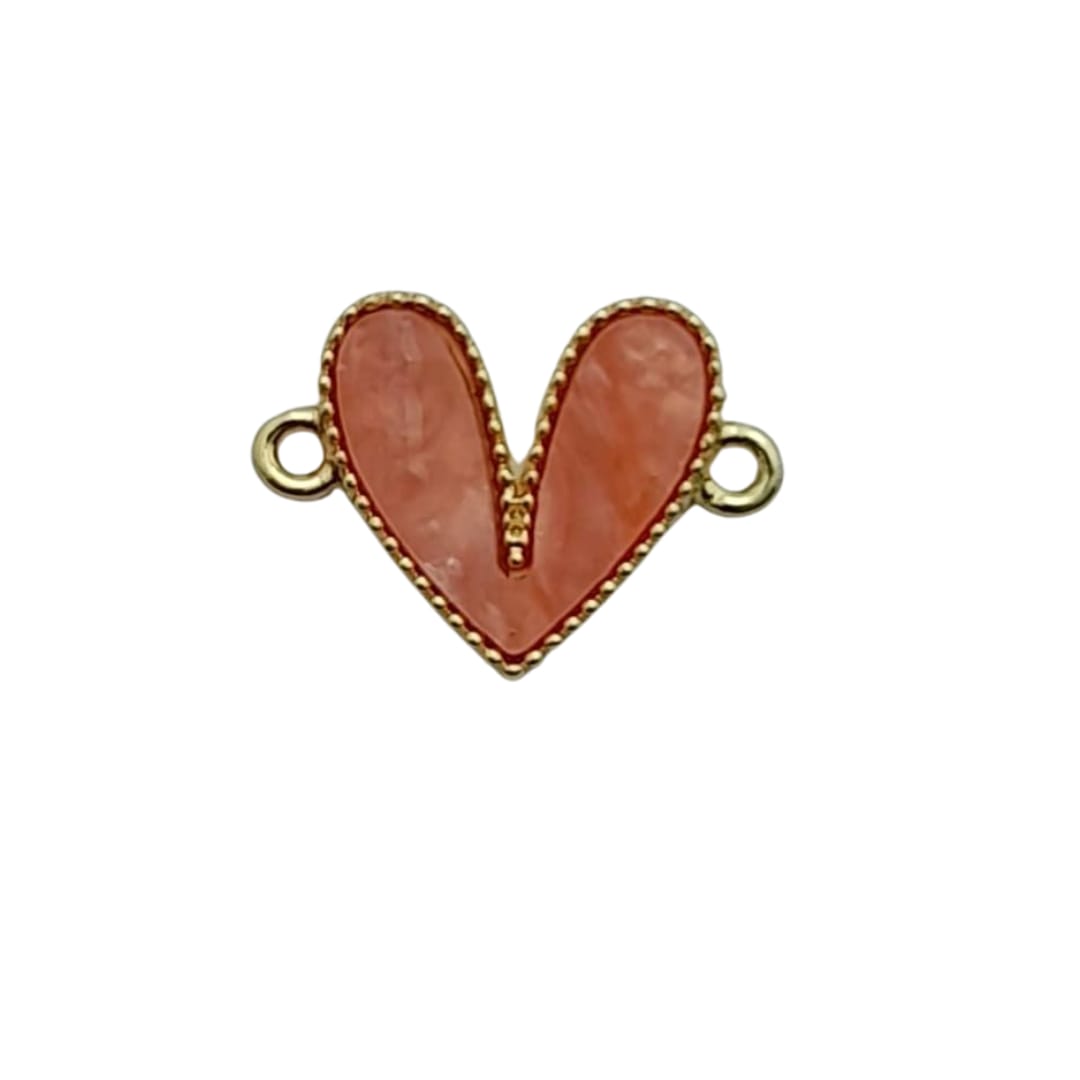 Dije Corazón Doble Ojal Esmaltado acrilicos - Accesorios Rubi