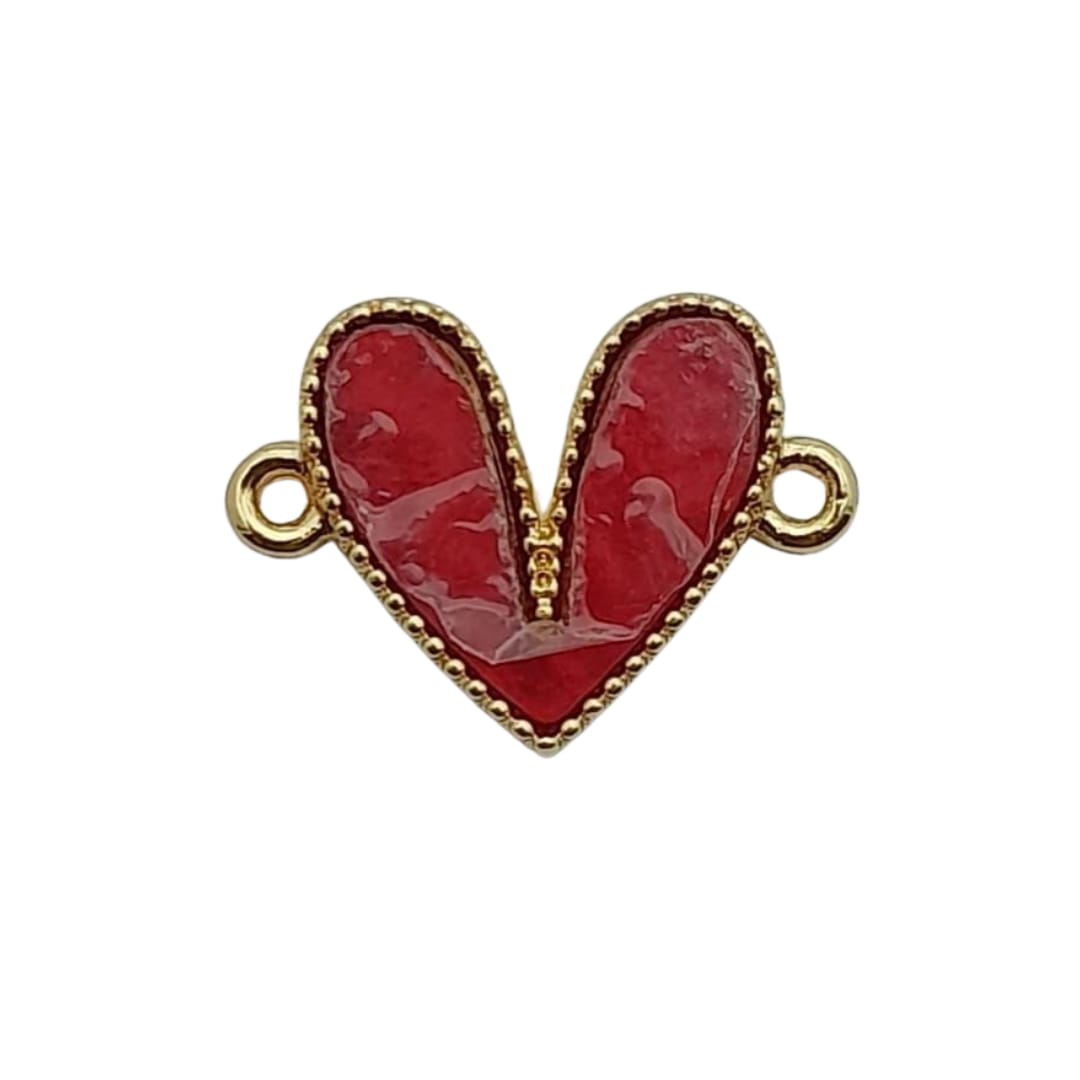 Dije Corazón Doble Ojal Esmaltado acrilicos - Accesorios Rubi