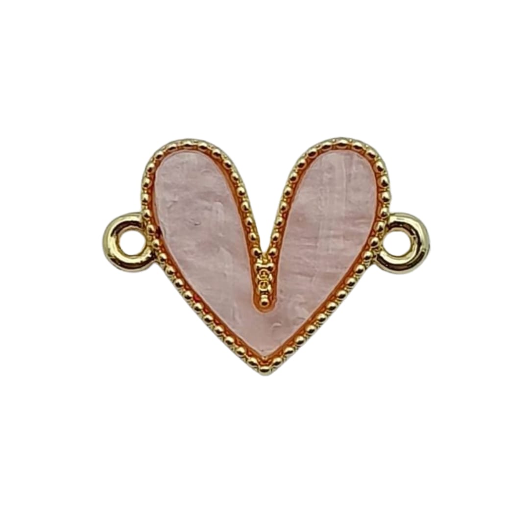 Dije Corazón Doble Ojal Esmaltado acrilicos - Accesorios Rubi