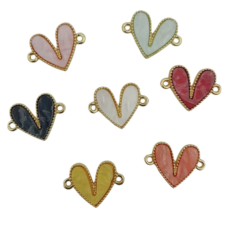 Dije Corazón Doble Ojal Esmaltado acrilicos - Accesorios Rubi