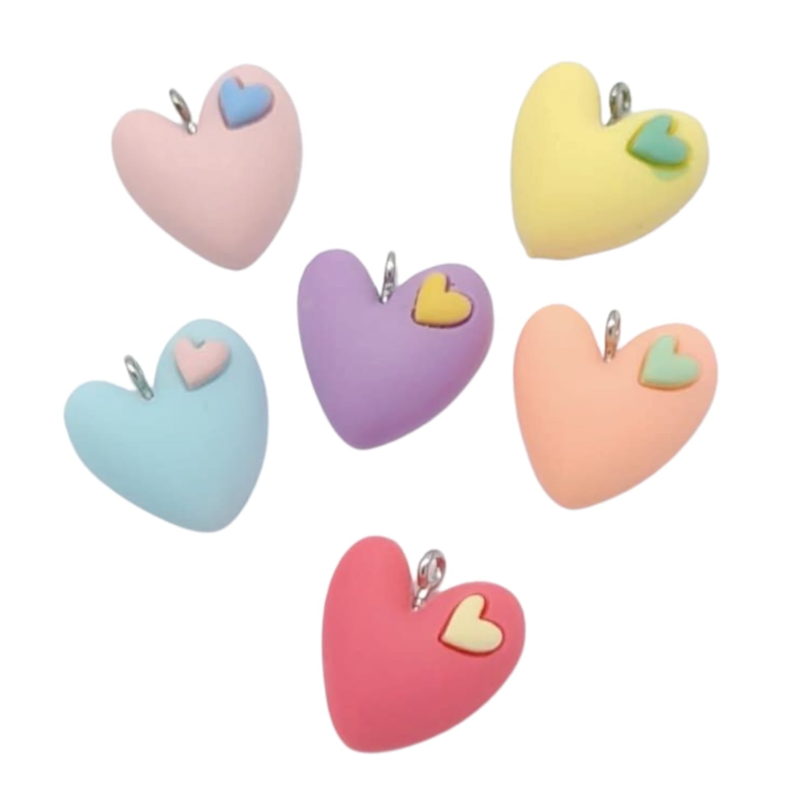 Dije Corazón Doble de Arcilla Dije - Accesorios Rubi