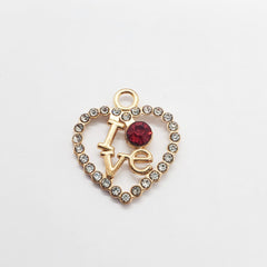 Dije Corazón Love con Cristal Metal Dije - Accesorios Rubi