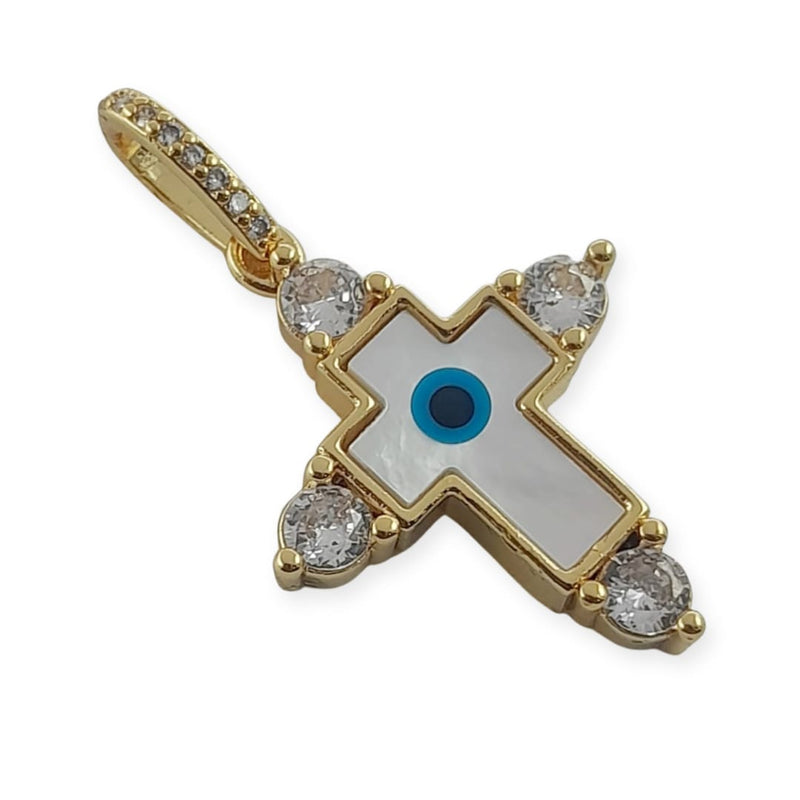 Dije Cruz con Ojo Turco de Madre Perla Dije - Accesorios Rubi