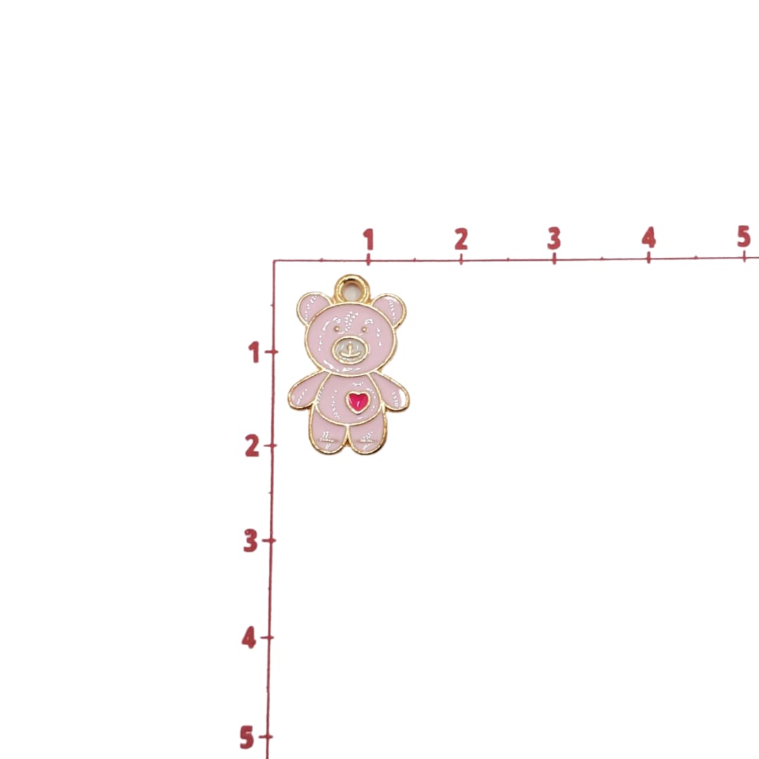 Dije Oso con Corazón Rosa Esmaltado Dije - Accesorios Rubi