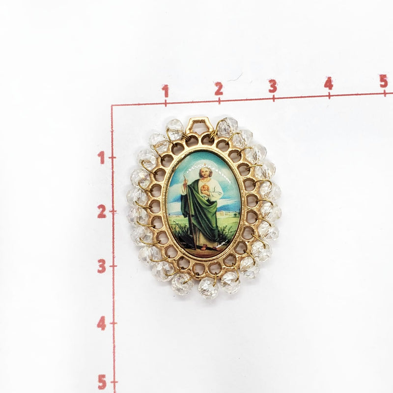 Dije San Juditas Oval con Cristal de Metal Dije - Accesorios Rubi