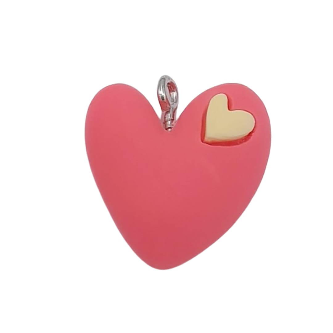 Dije Corazón Doble de Arcilla Dije - Accesorios Rubi