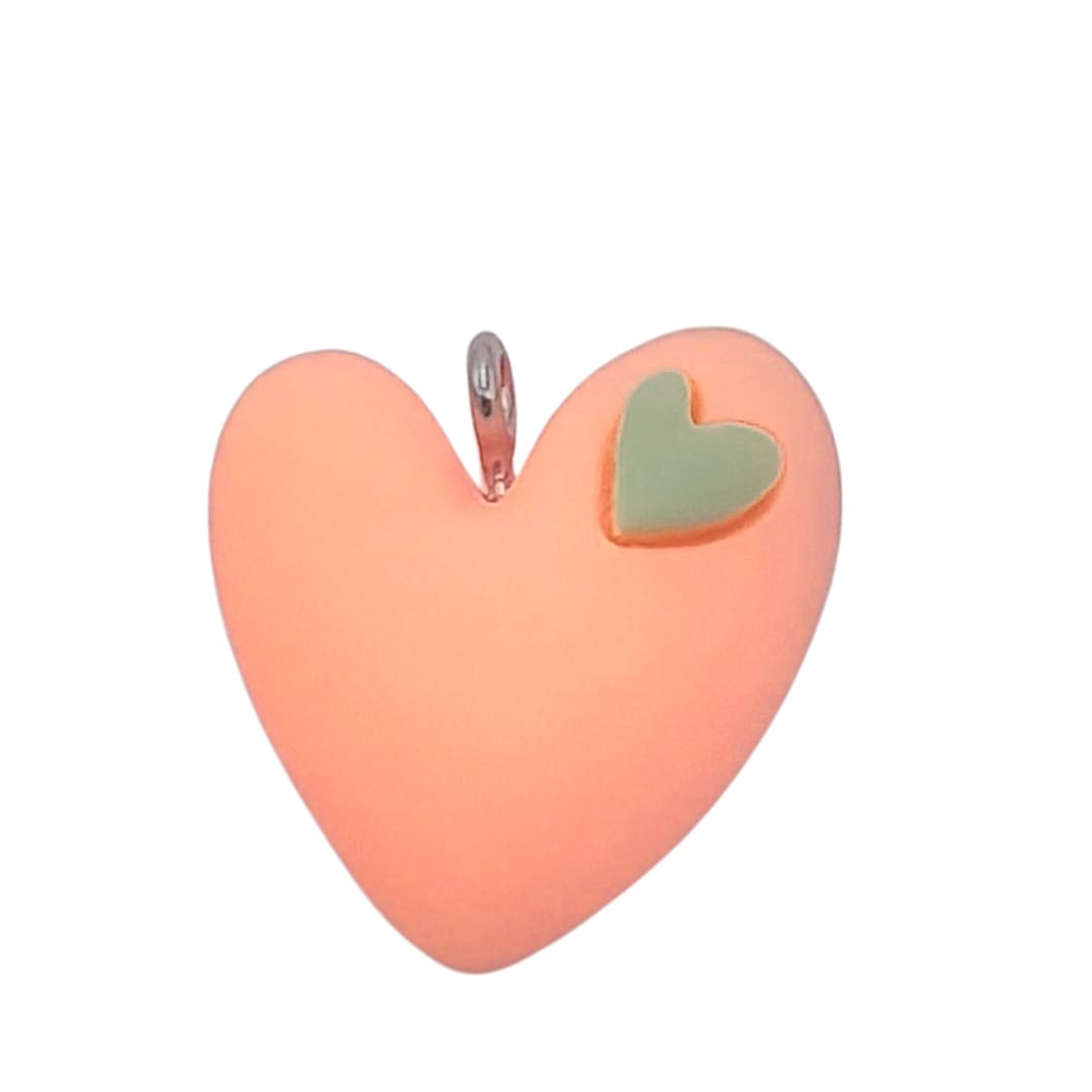 Dije Corazón Doble de Arcilla Dije - Accesorios Rubi