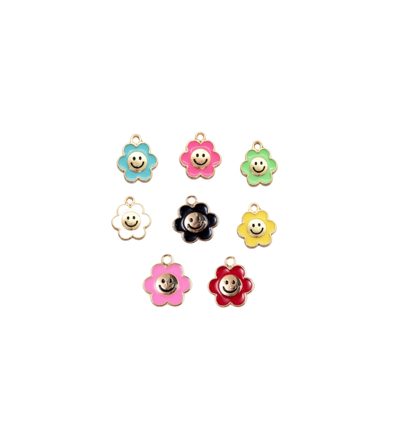 Dije Flor Carita Feliz Esmaltada Dije - Accesorios Rubi
