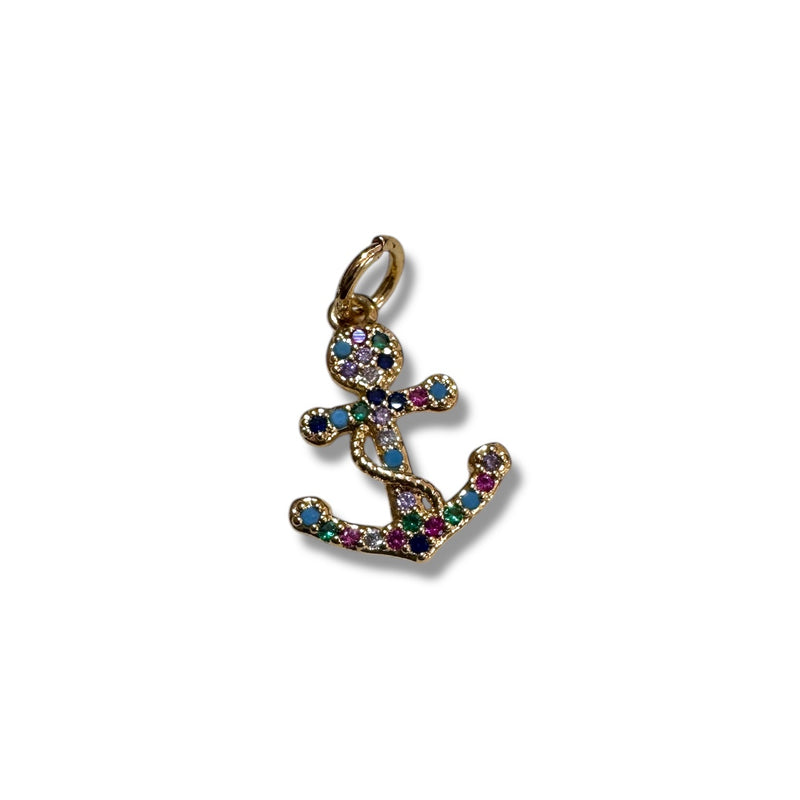 Dije Ancla un Ojal Micropave Chapa 18K