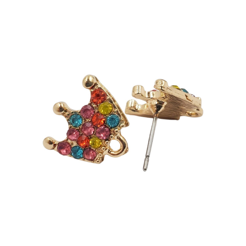 Poste para Aretes Corona con Cristal de Metal Complemento - Accesorios Rubi