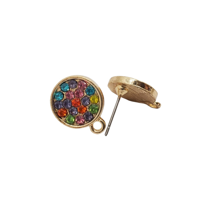 Poste para Aretes Luneta con Cristal de Metal Complemento - Accesorios Rubi