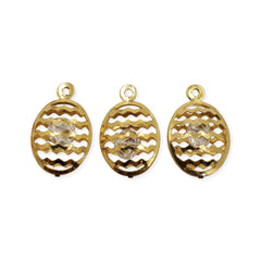 Dije Ovalo con Diseño Centro con Cristal Oro Laminado Dije - Accesorios Rubi