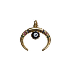 Dije Media Luna con Ojo Turco Micropave Chapa 18K