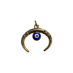 Dije Media Luna con Ojo Turco Micropave Chapa 18K