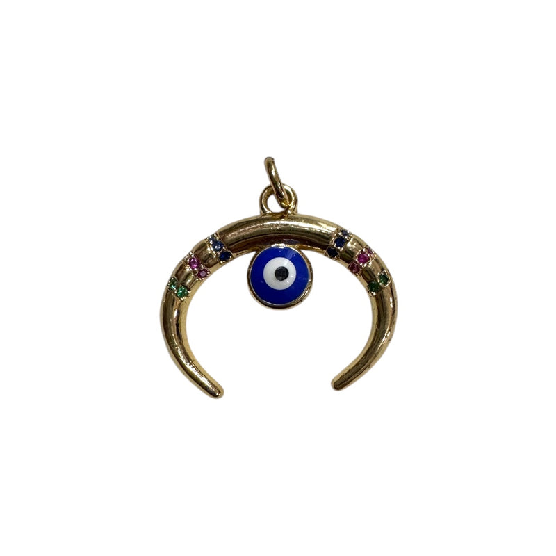 Dije Media Luna con Ojo Turco Micropave Chapa 18K