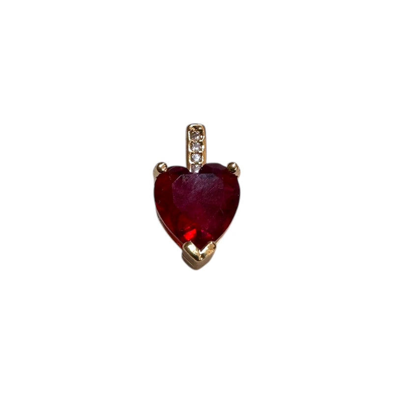 Dije Corazon Rubi un Ojal Micropave Chapa 18K