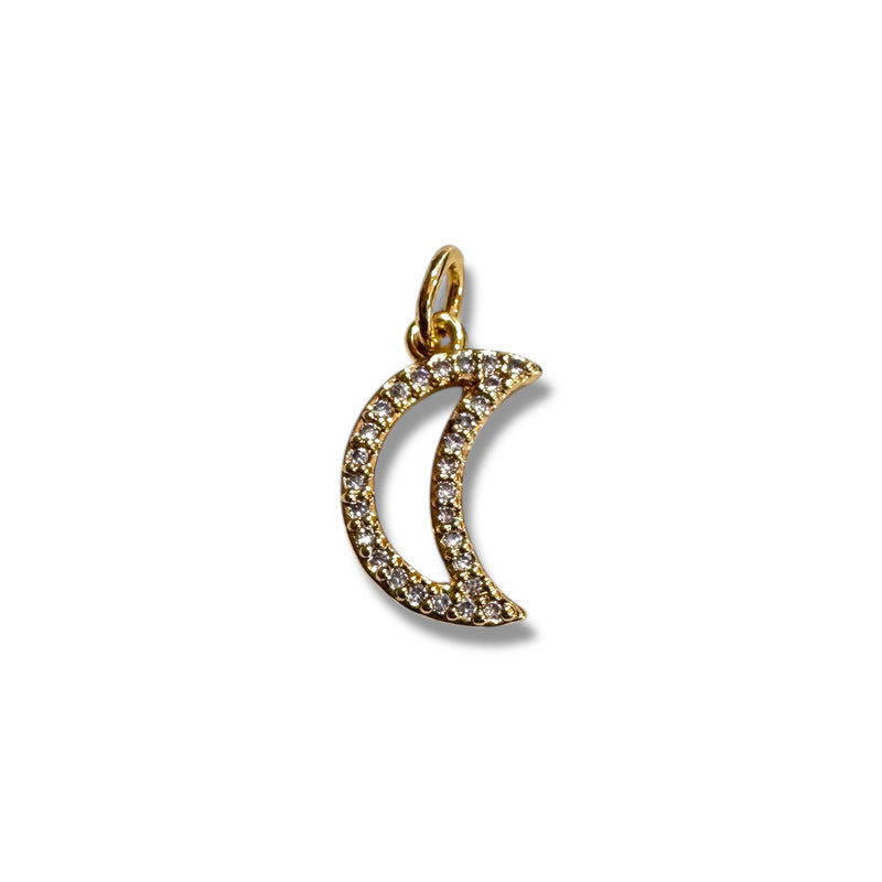 Dije Media Luna Hueca Micropave Chapa 18K