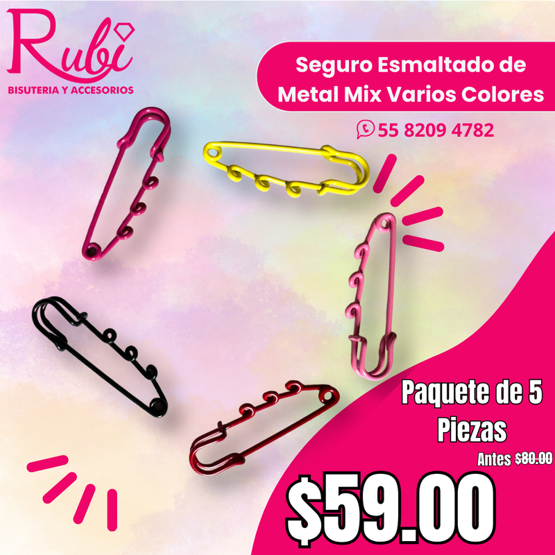 Seguro Esmaltado de Metal Mix Varios Colores