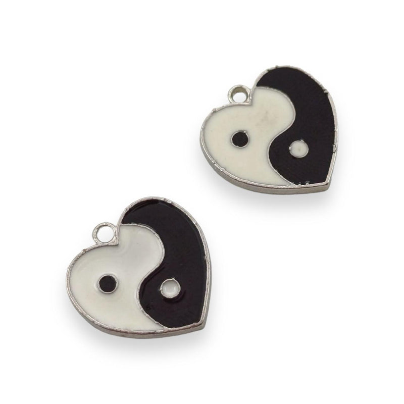 Dije Corazón Yin Yang Esmaltado Dije - Accesorios Rubi