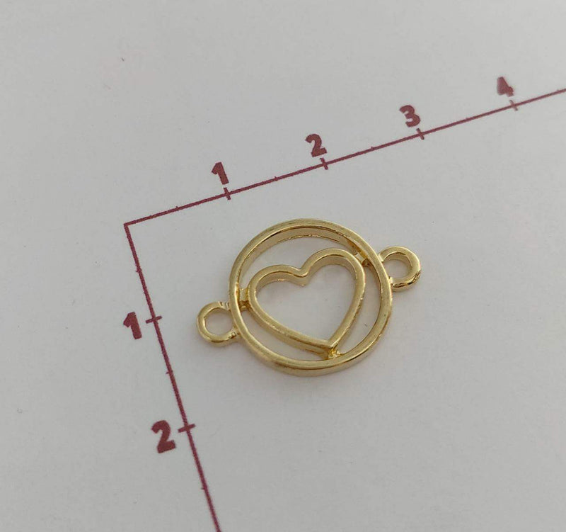 Dije Corazón en circulo doble ojal 24K Dije - Accesorios Rubi
