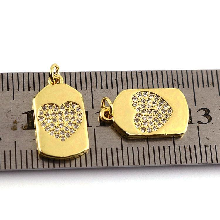 Dije Placa de Corazón Micropave Chapa Dije - Accesorios Rubi