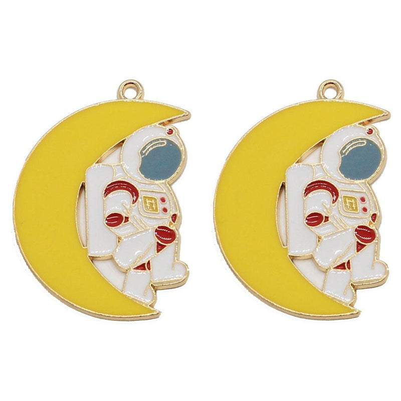 Dije Astronauta Luna Esmaltado Metal Dije - Accesorios Rubi