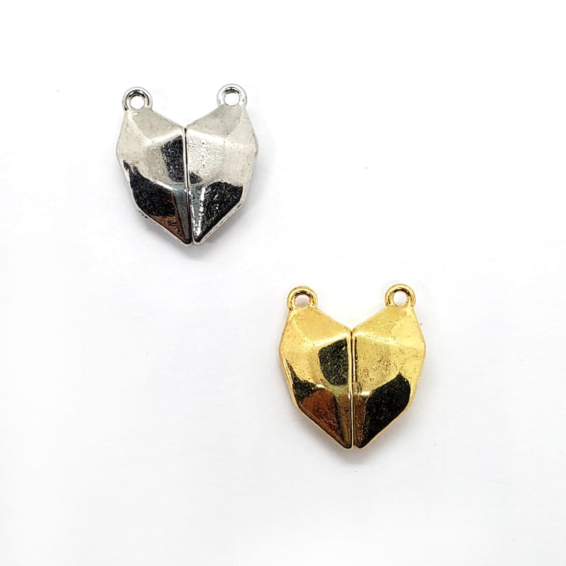 Broche Imán Corazón Facetado Metal Dije - Accesorios Rubi