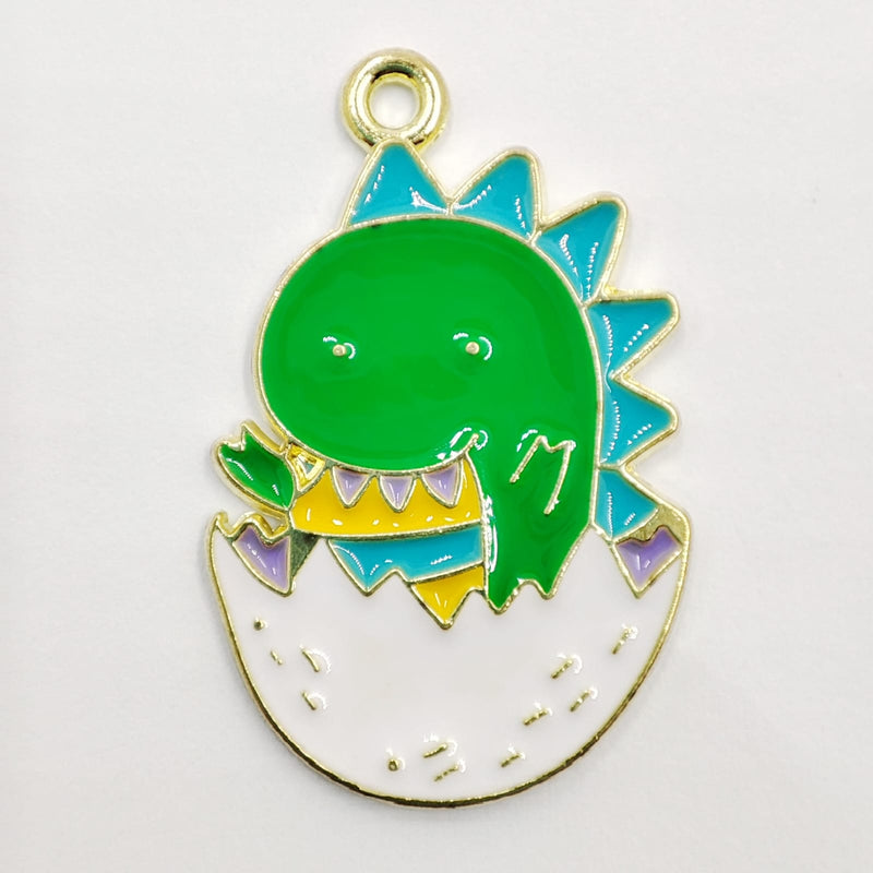 Dije Dinosaurio 2 Esmaltado de Metal Dije - Accesorios Rubi