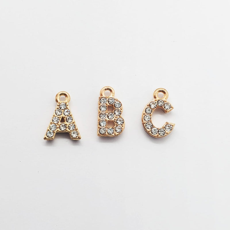 Dije Letra Dorada con Cristal Metal Dije - Accesorios Rubi
