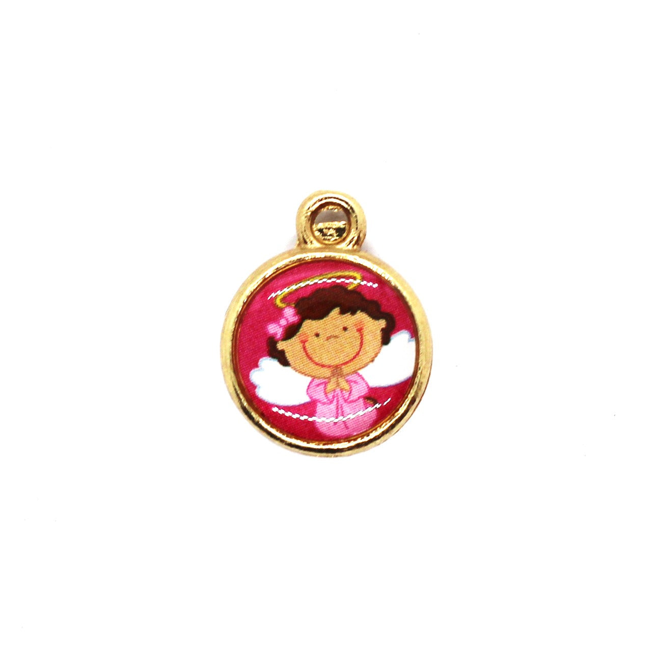 Dije Luneta Angelita Rosa Encapsulado Metal Dije - Accesorios Rubi