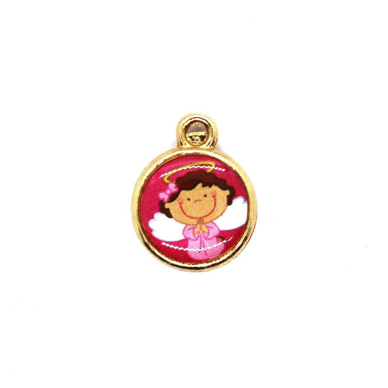 Dije Luneta Angelita Rosa Encapsulado Metal Dije - Accesorios Rubi