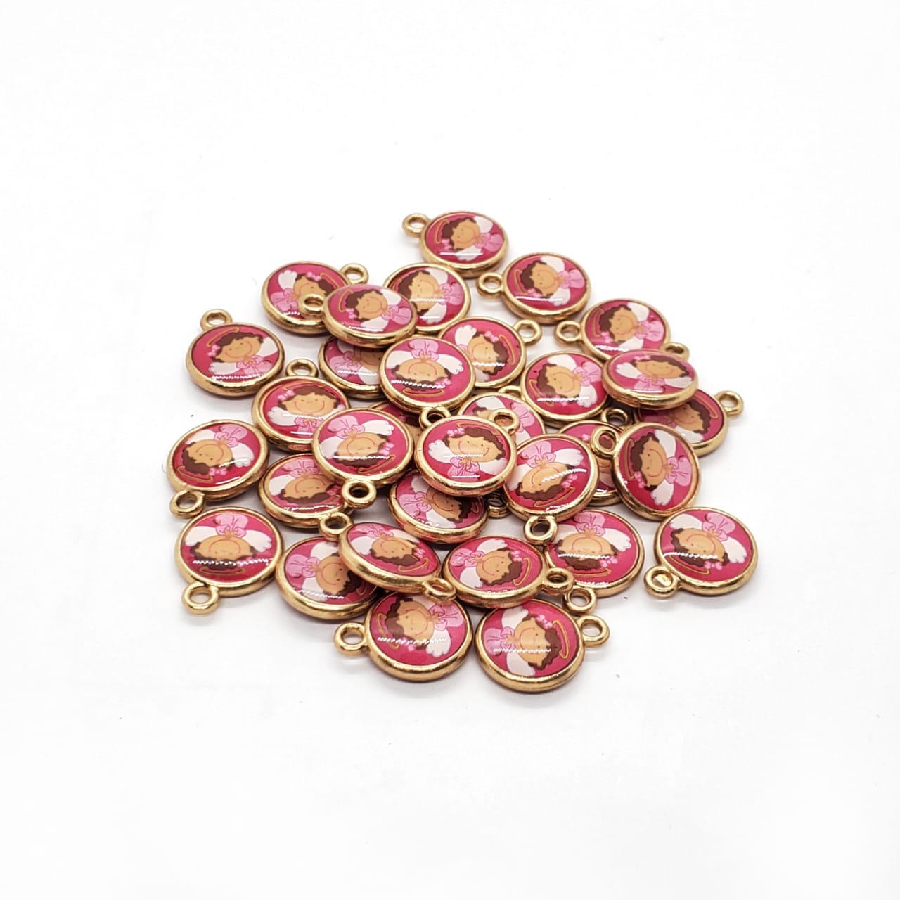 Dije Luneta Angelita Rosa Encapsulado Metal Dije - Accesorios Rubi